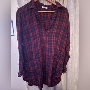 FREE PEOPLE PLATTED TUNIC FLANEL